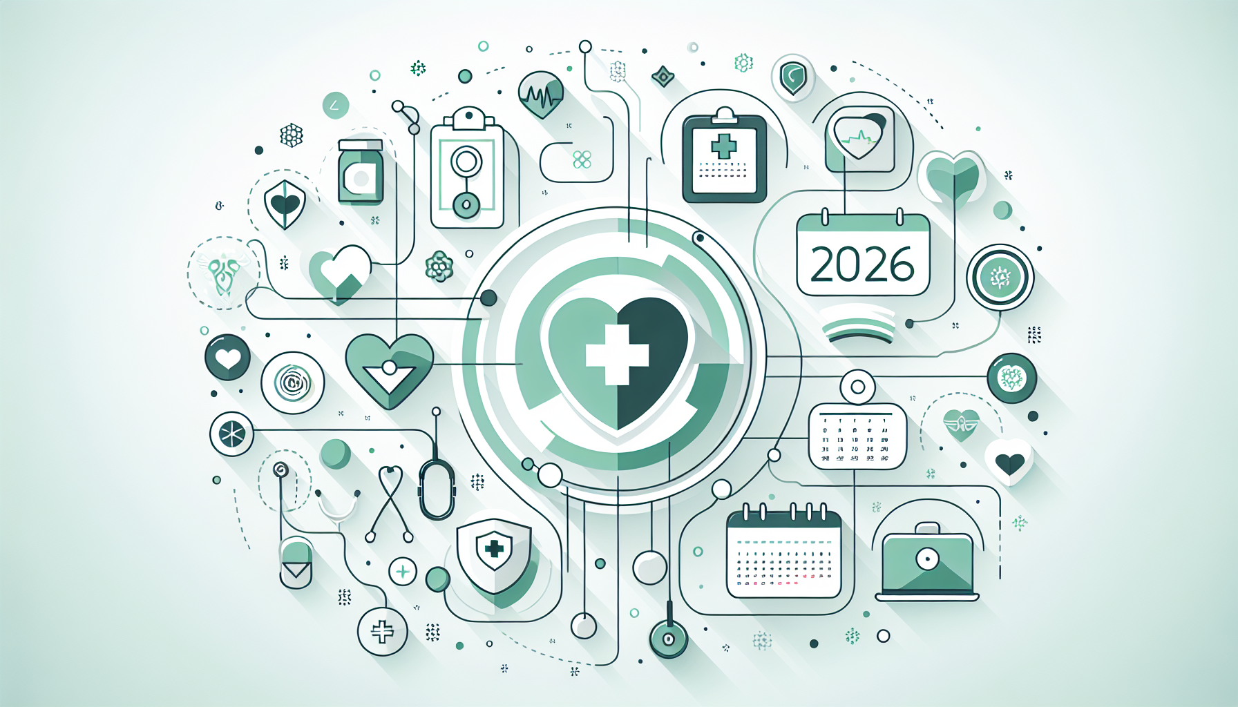 2026年のカレンダーと医療DXを示すアイコンが組み合わされたイメージ