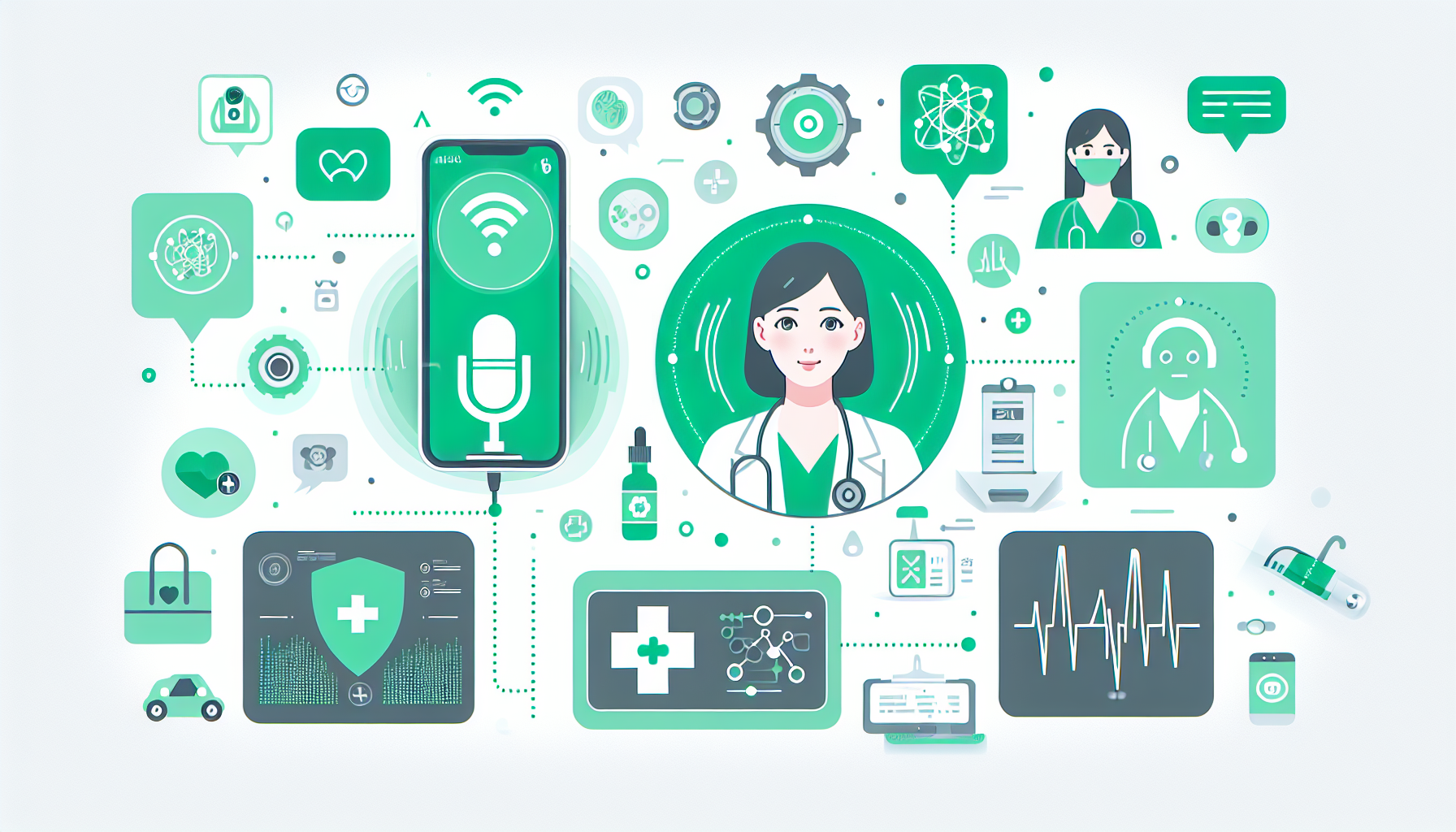 未来の医療現場でAI音声入力が活用されている様子