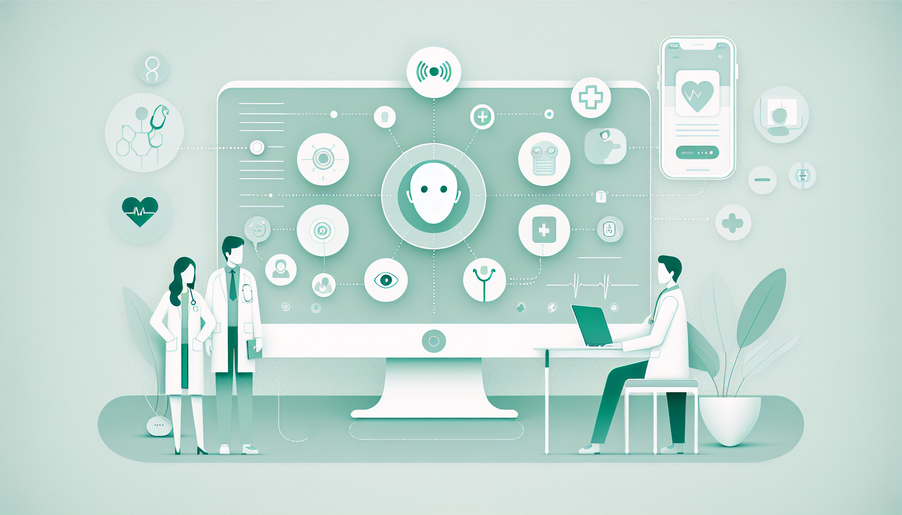 スマクラークの画面イメージとAI音声認識の様子