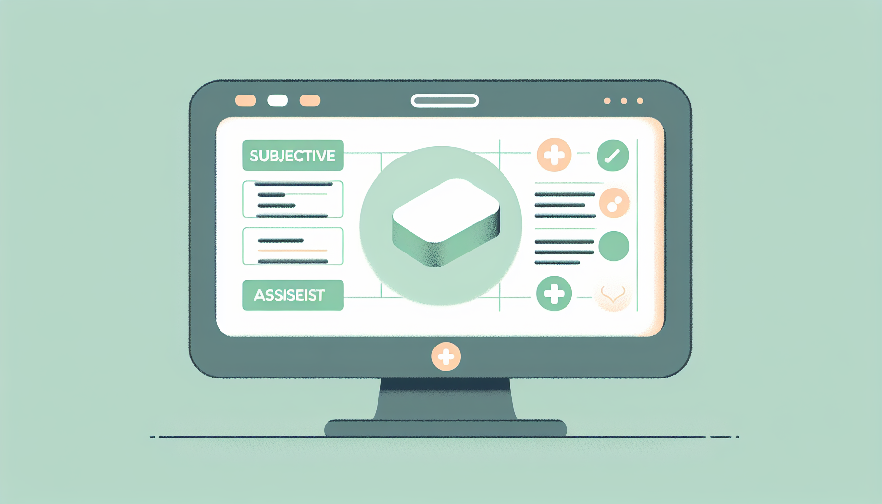 スマクラークの画面インターフェースとSOAP形式カルテの例