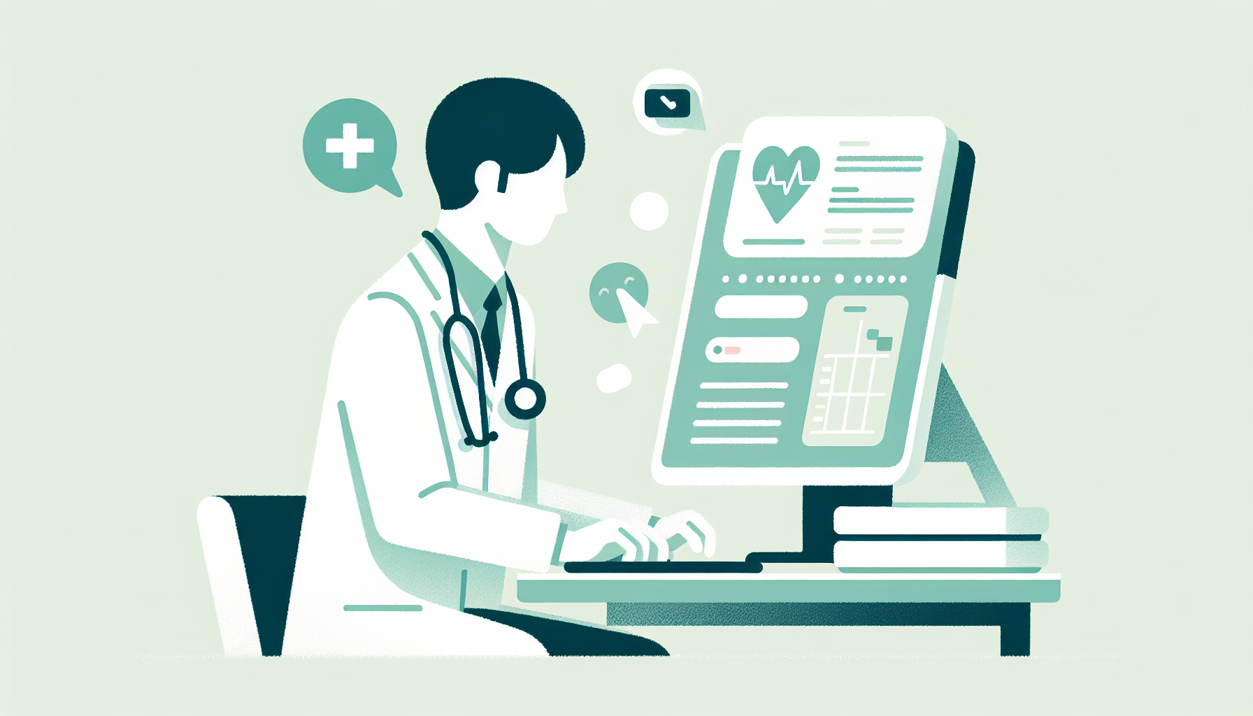 医師がパソコンで電子カルテを入力している様子