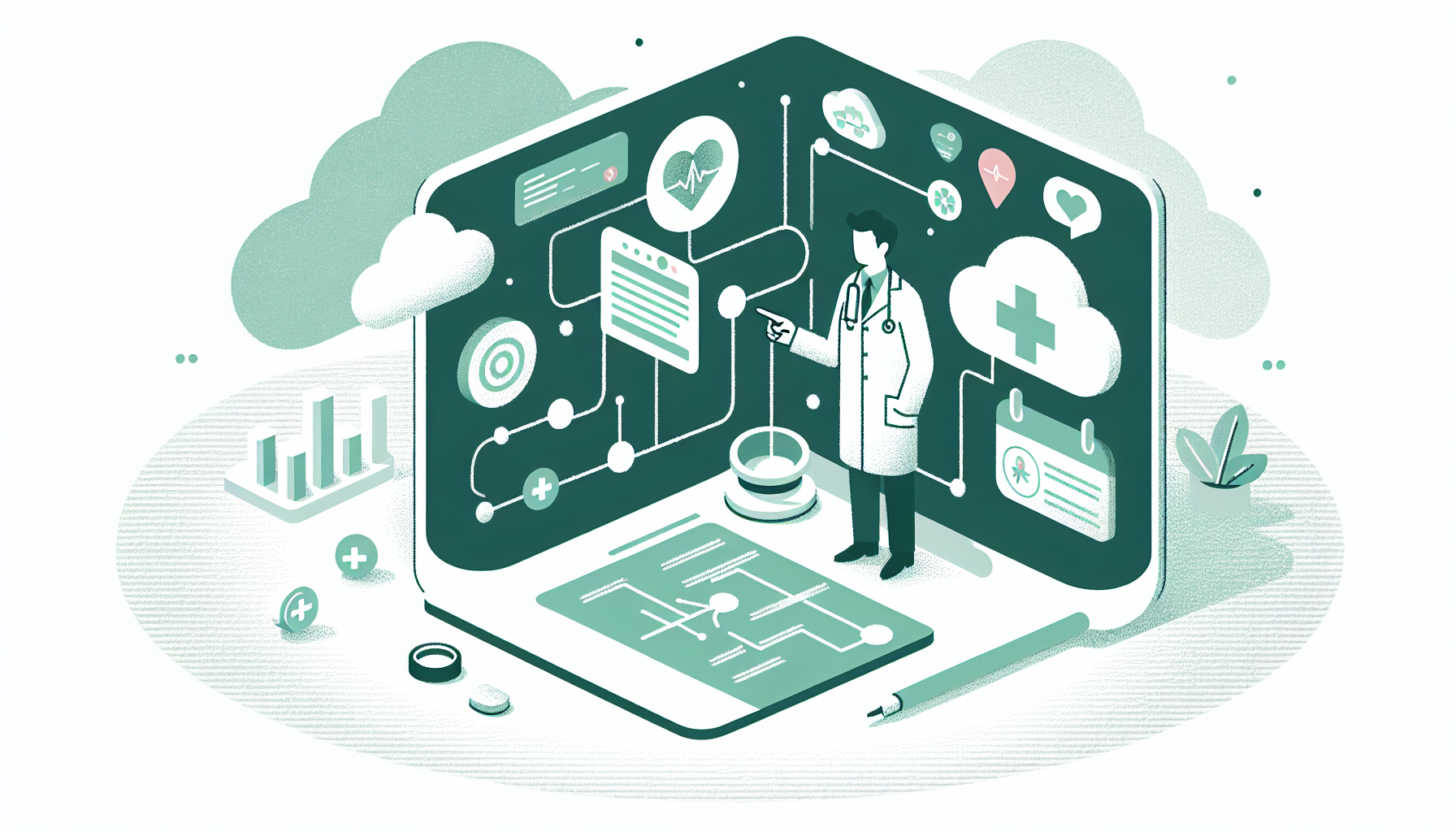 クラウド型電子カルテを操作する医師の様子