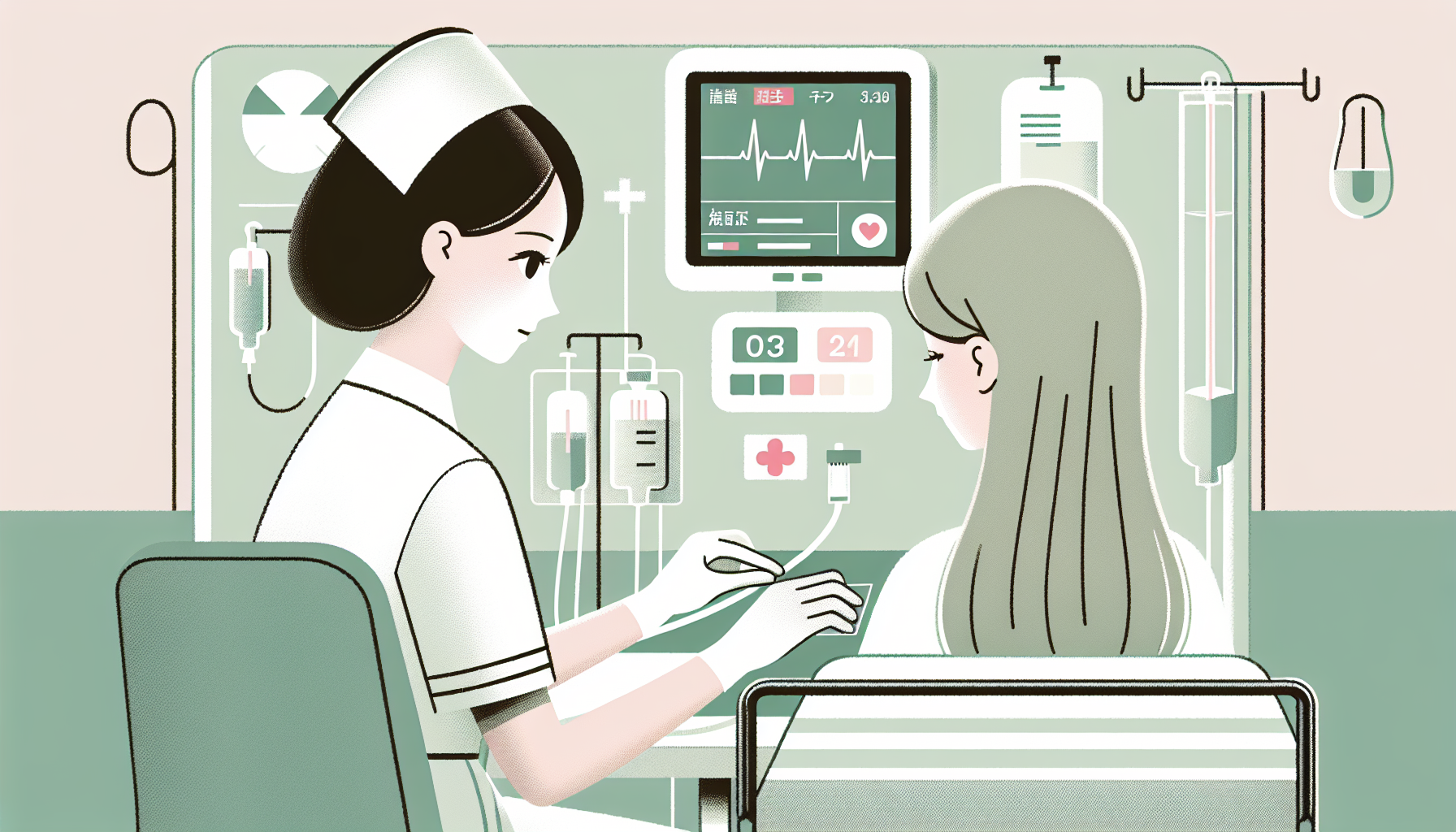 看護師が患者さんの状態を観察している様子