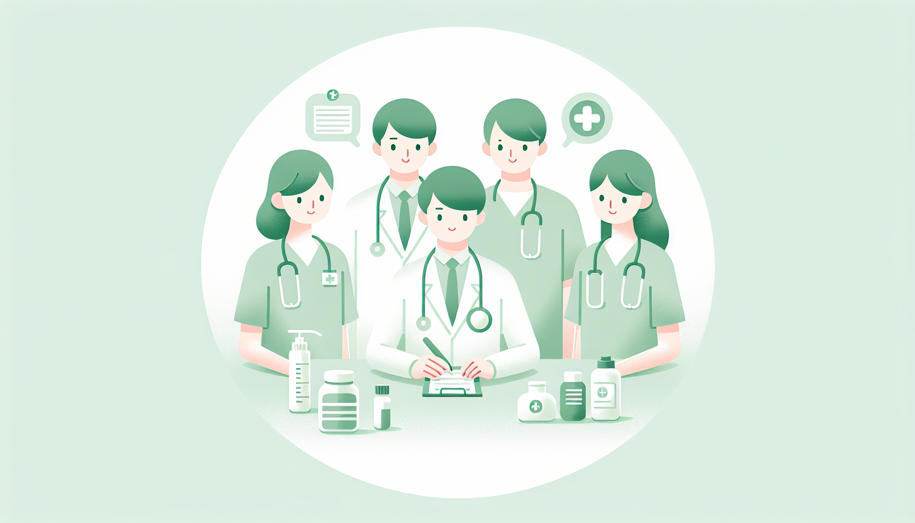 チームワークよく働く医療スタッフの様子