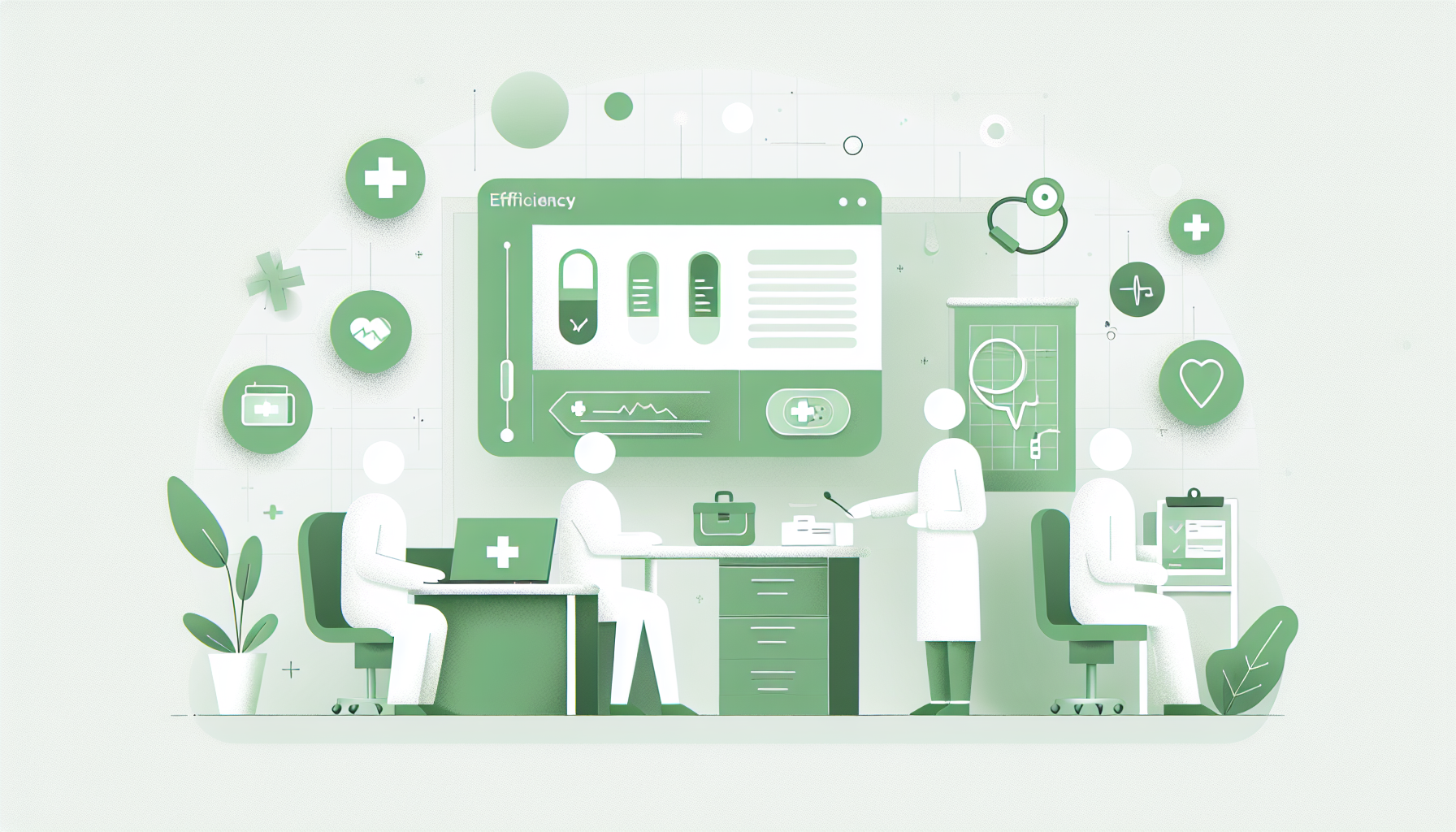 効率化ツールを使って作業するクリニックスタッフ