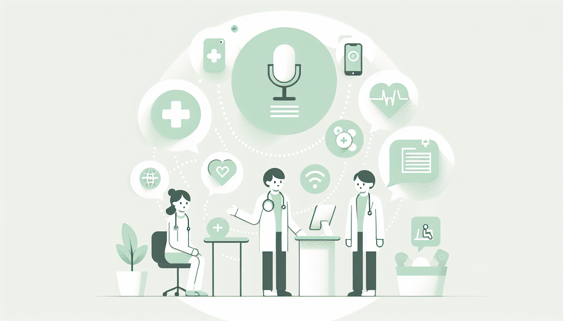 様々な業界での音声テキスト変換活用イメージ